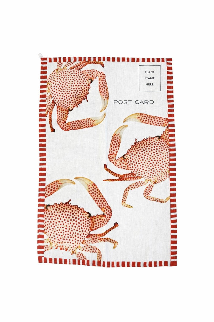 Red Crab Postcard - Tea Towel