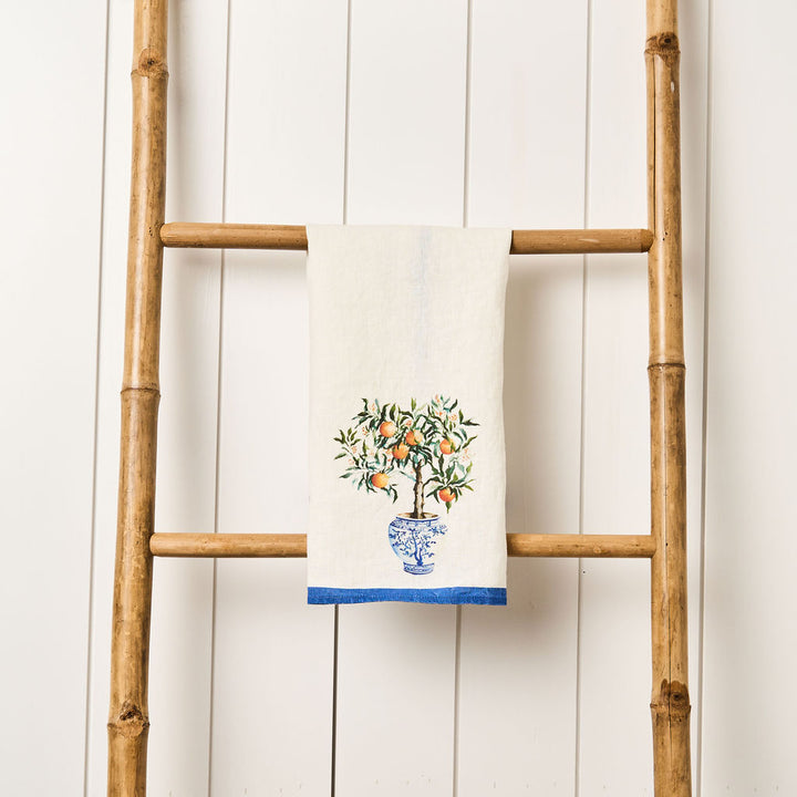 Chinoiserie Orange Tea Towel