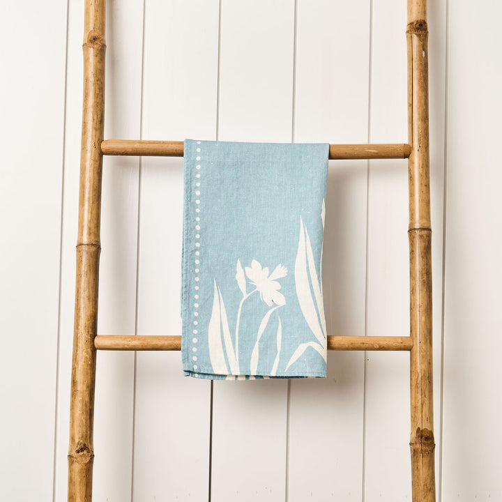 Daffodil Silhouette - Blue Tea Towel