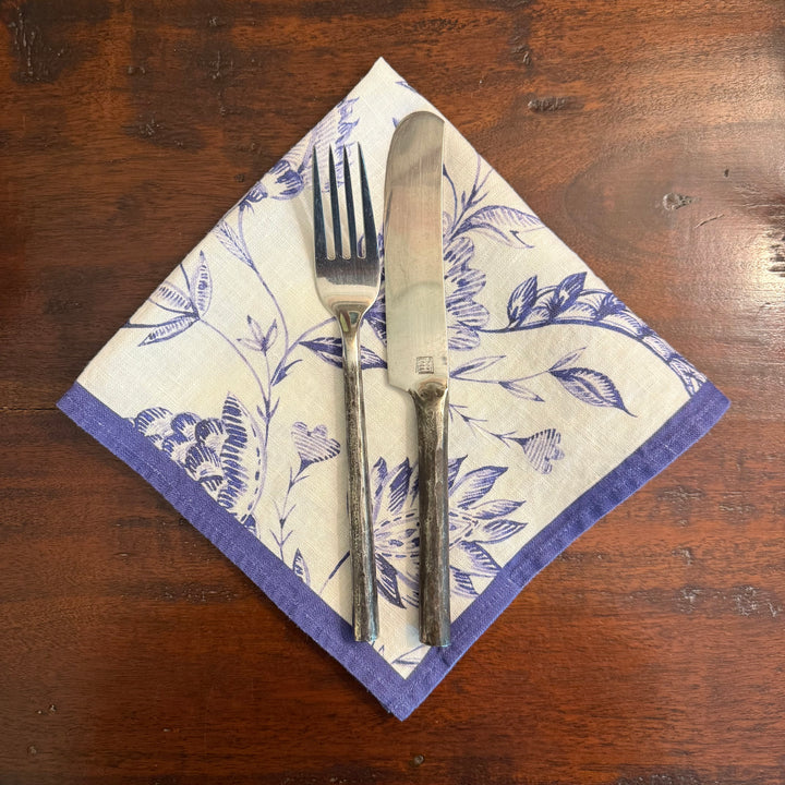 Indigo Batik - White - Dinner Napkin - 17.5x17.5
