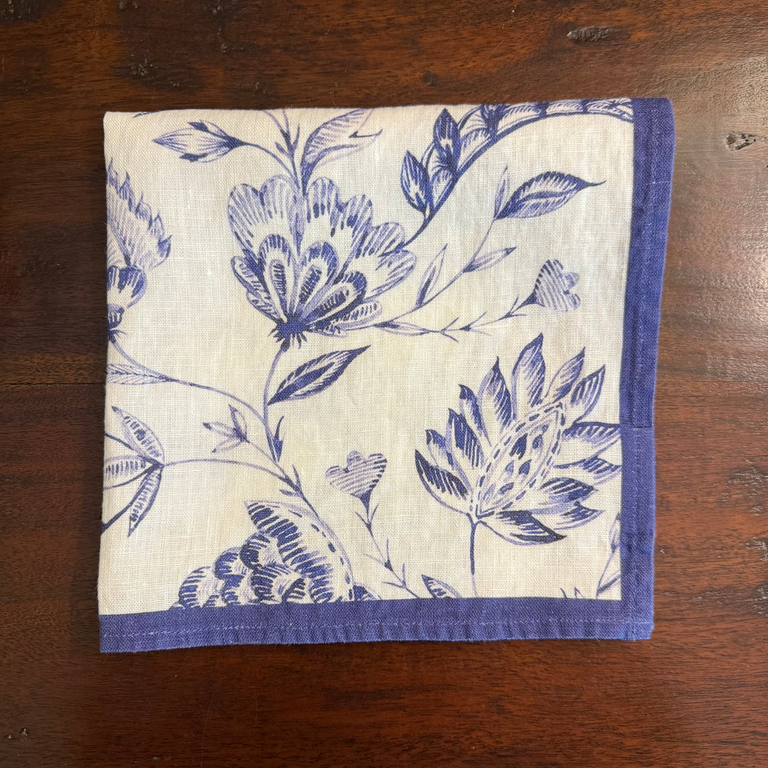 Indigo Batik - White - Dinner Napkin - 17.5x17.5
