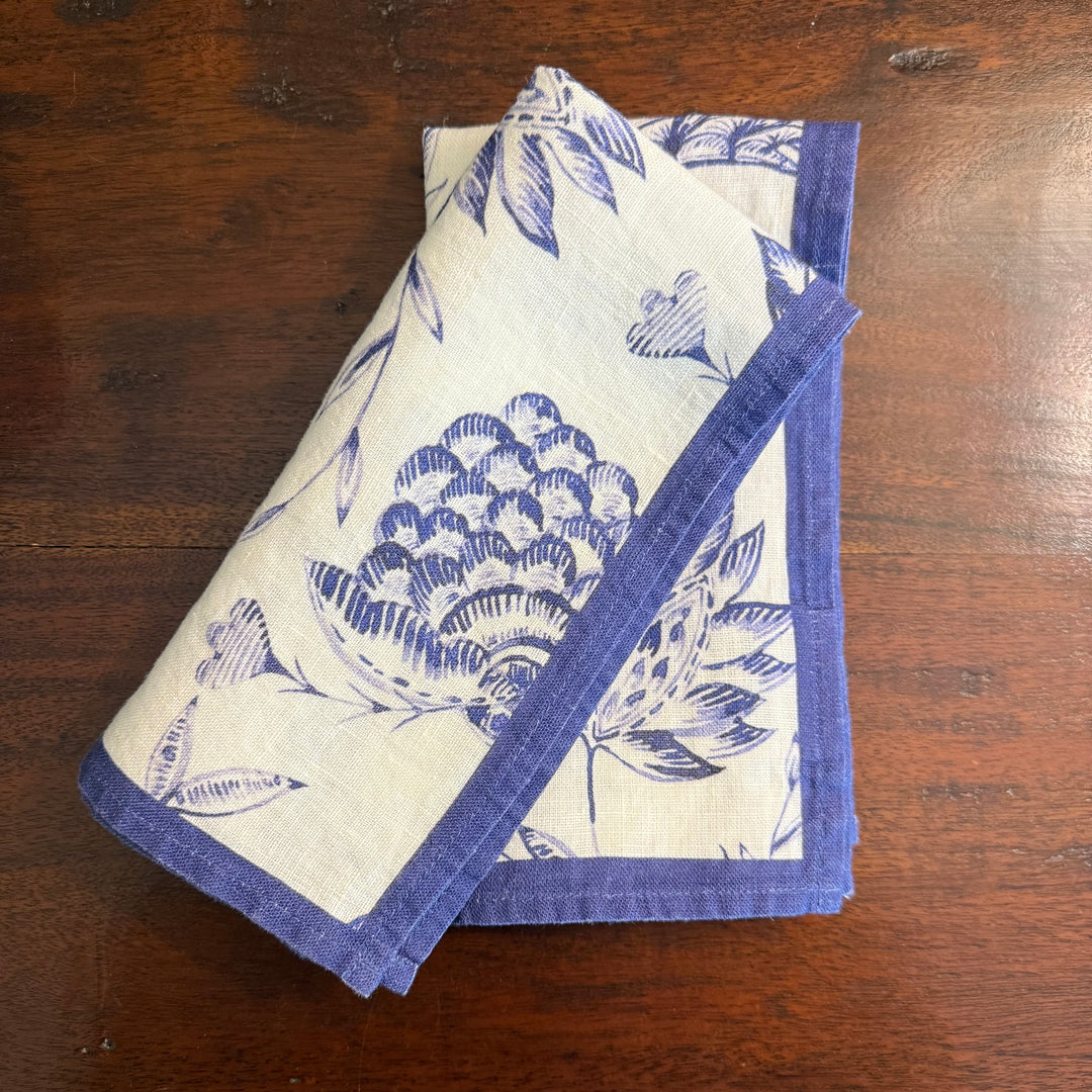 Indigo Batik - White - Dinner Napkin - 17.5x17.5