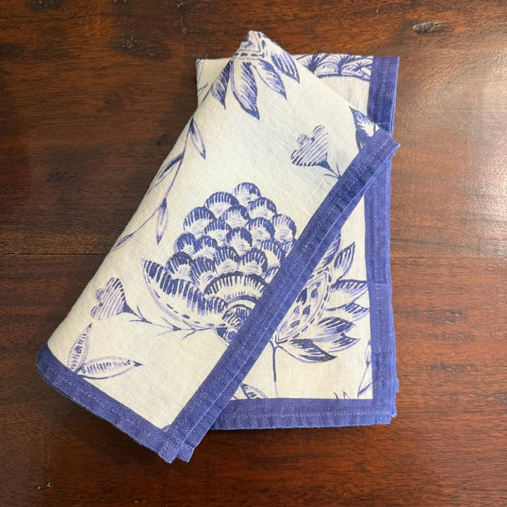 Indigo Batik - White - Dinner Napkin - 17.5x17.5