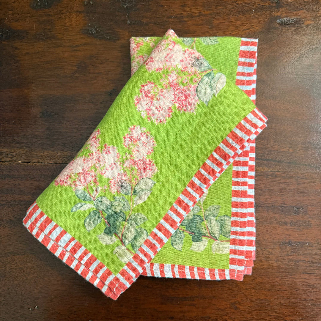 Hydrangea Branches - Green - Dinner Napkin - 17.5x17.5