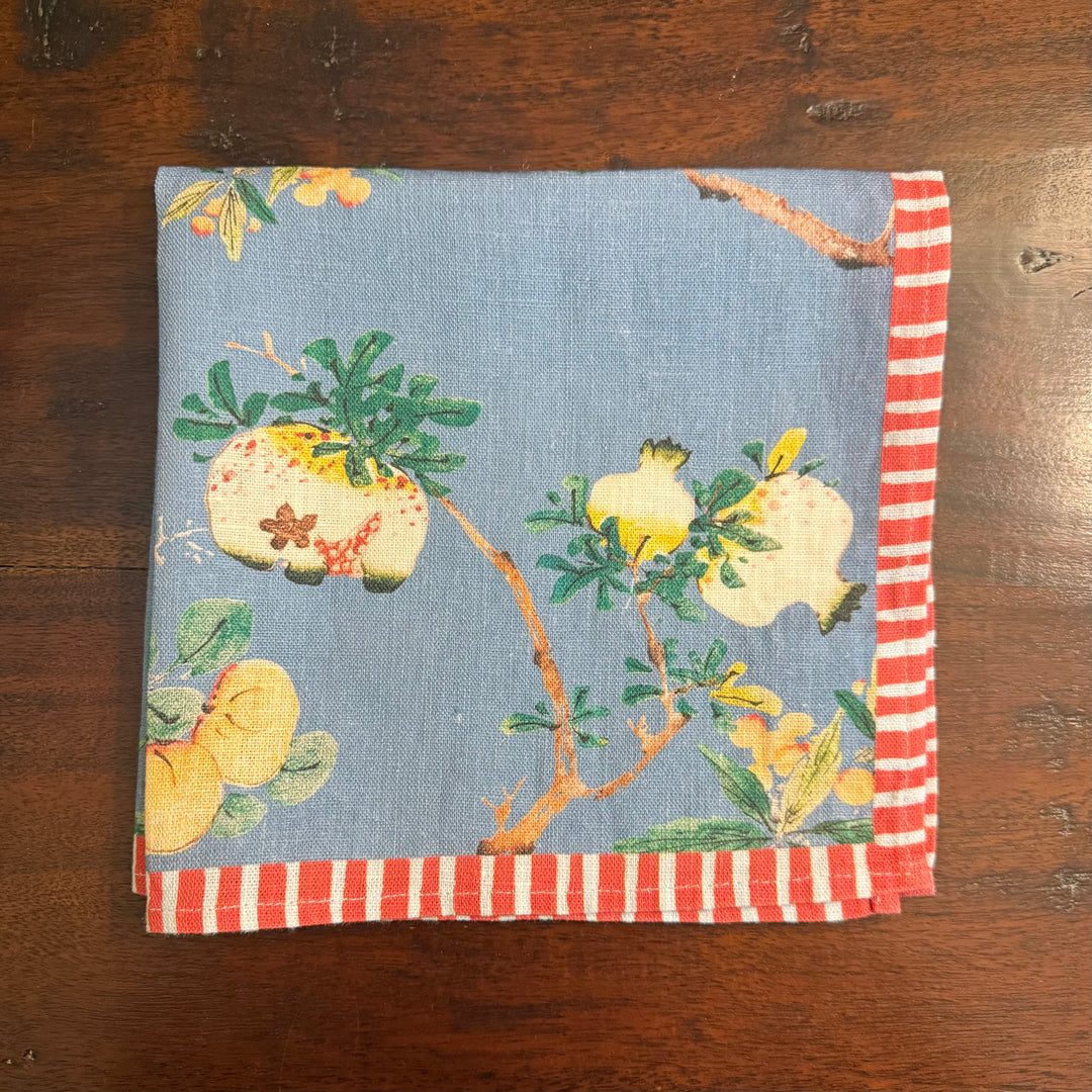 Pomegranates - Indigo - Dinner Napkin 17.5x17.5