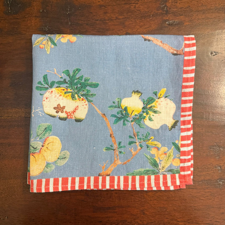 Pomegranates - Indigo - Dinner Napkin 17.5x17.5