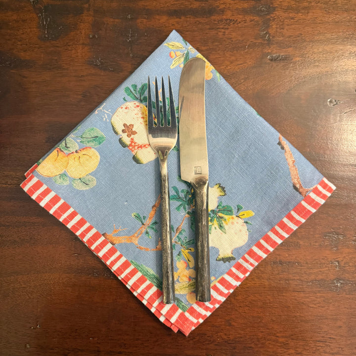 Pomegranates - Indigo - Dinner Napkin 17.5x17.5