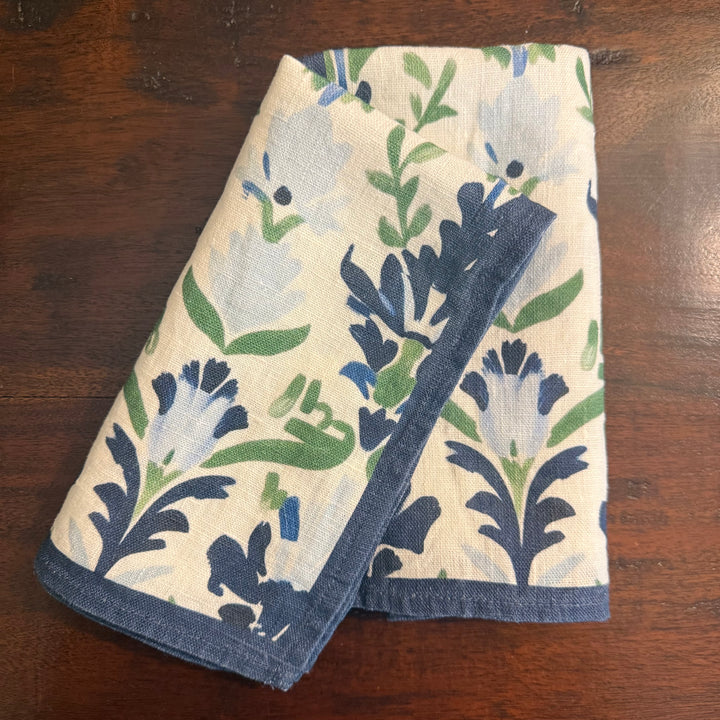 Preppy Damask - Blue & Green - Dinner Napkin 17.5x17.5