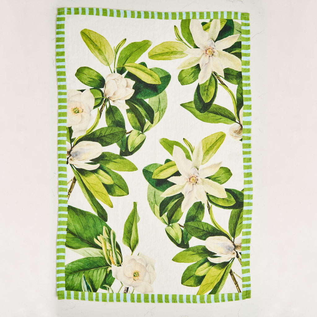 Magnolia - White Tea Towel