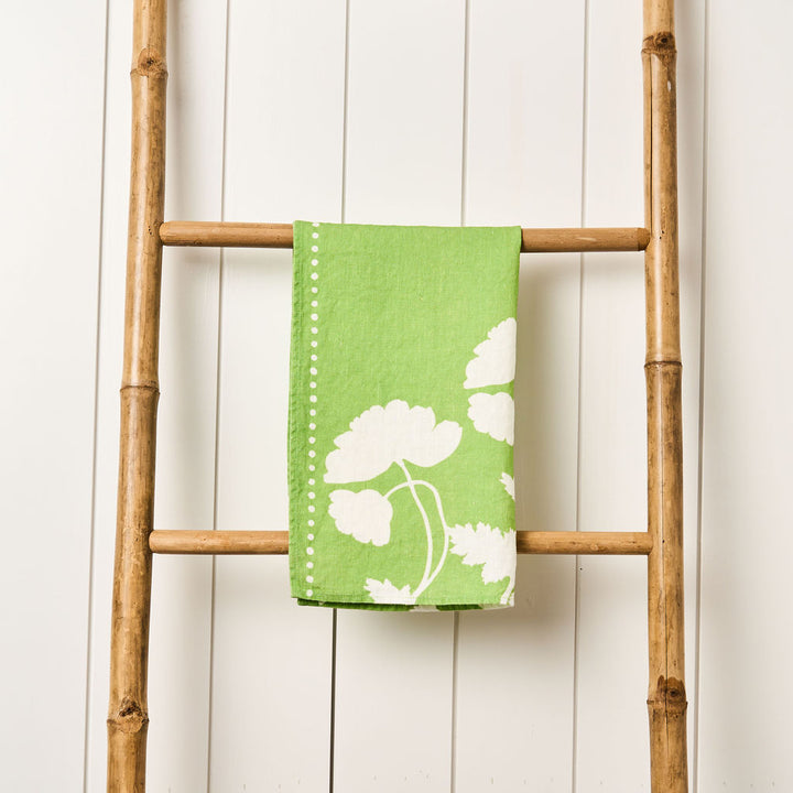 Poppy Silhouette - Green Tea Towel