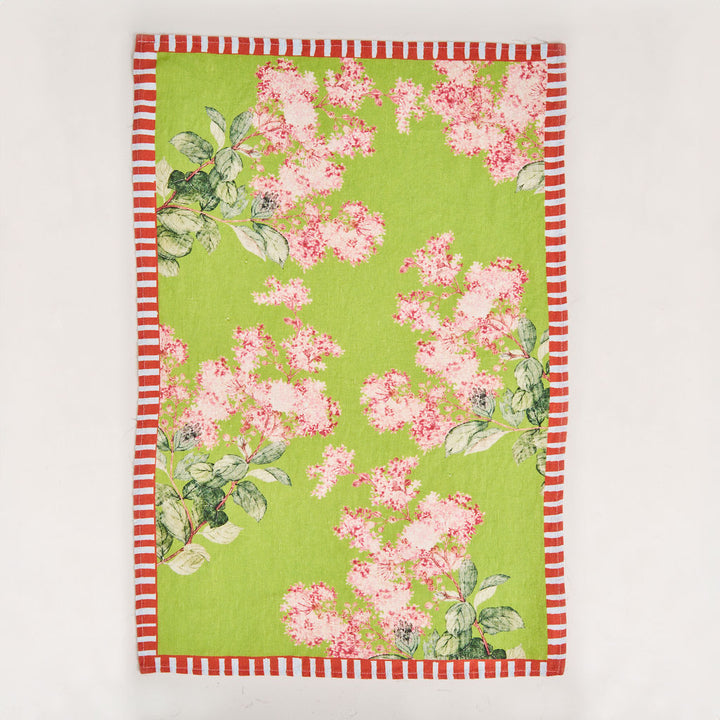 Tea Towel - Pure Linen - Hydrangea Green - Vibrant Kitchen Textile