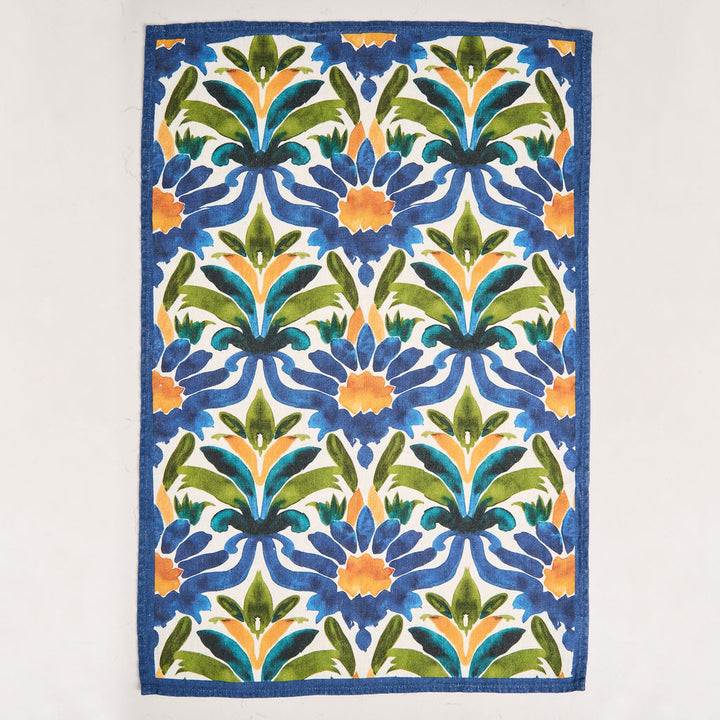 Tea Towel - Pure Linen - Madrid Damask - Vibrant Kitchen Textile