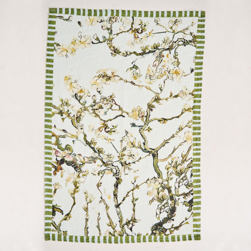 Tea Towel - Pure Linen - Almond Tree Sky - Vibrant Kitchen Textile