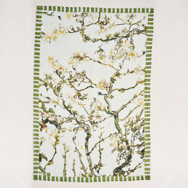 Tea Towel - Pure Linen - Almond Tree Sky - Vibrant Kitchen Textile