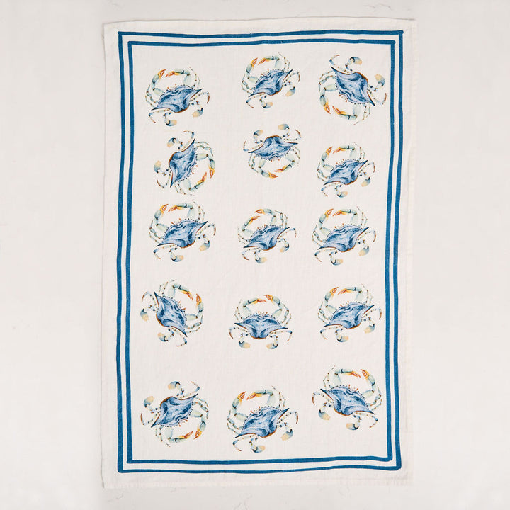 Tea Towel - Pure Linen - Bunch of Crabs - Vibrant Kitchen Textile