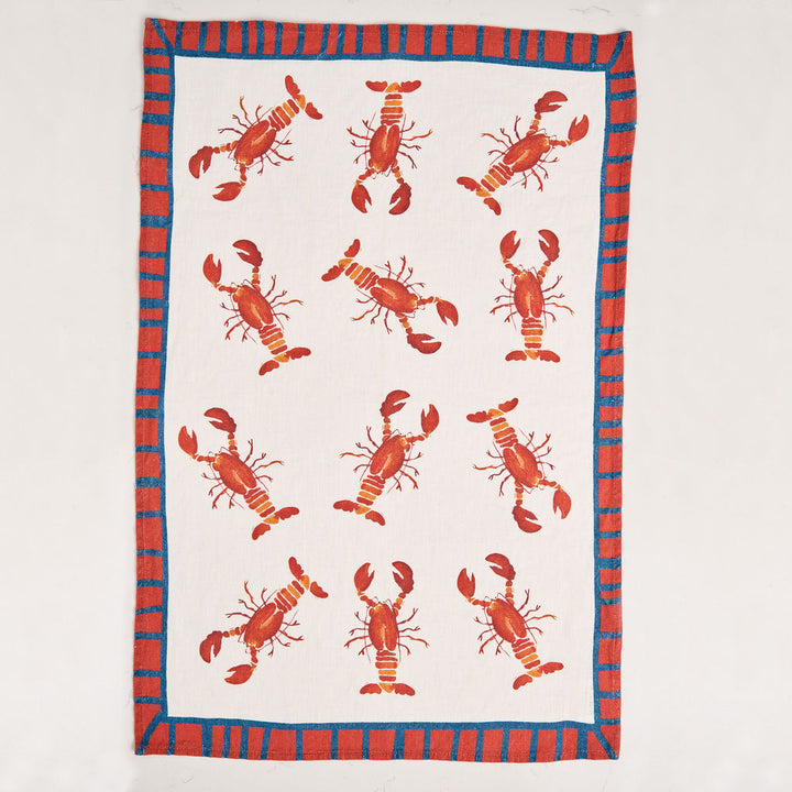 Tea Towel - Pure Linen - Pot of Lobsters - Vibrant Kitchen Textile