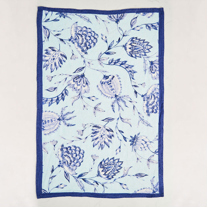 Tea Towel - Pure Linen - Indigo Batik Sky - Vibrant Kitchen Textile