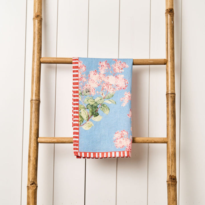 Tea Towel - Pure Linen - Hydrangea Indigo - Vibrant Kitchen Textile