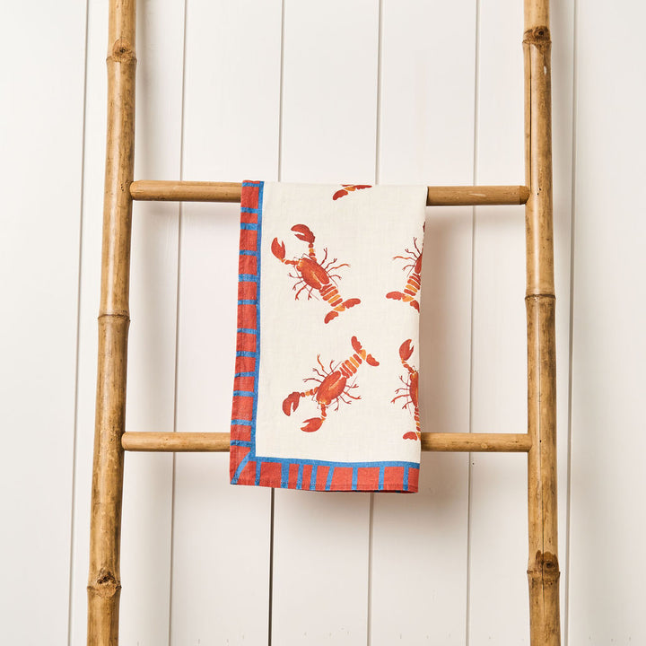 Tea Towel - Pure Linen - Pot of Lobsters - Vibrant Kitchen Textile
