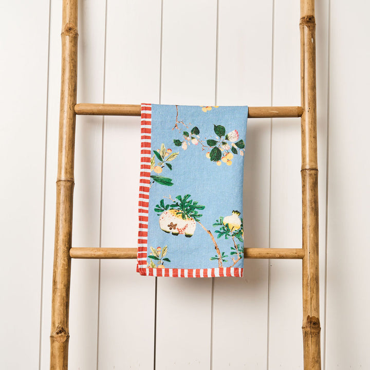 Tea Towel - Pure Linen - Pomegranate Indigo - Vibrant Kitchen Textile