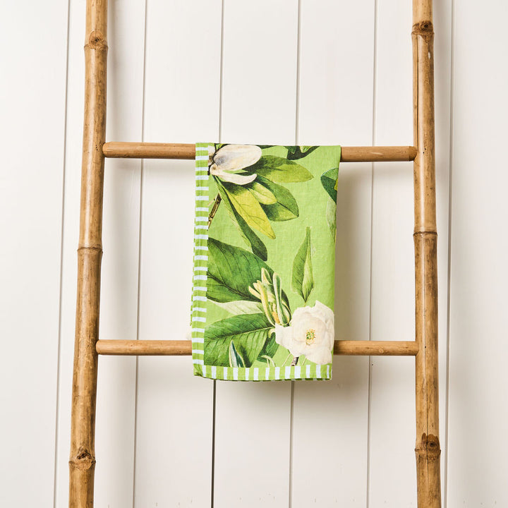 Tea Towel - Pure Linen - Magnolia Green - Vibrant Kitchen Textile